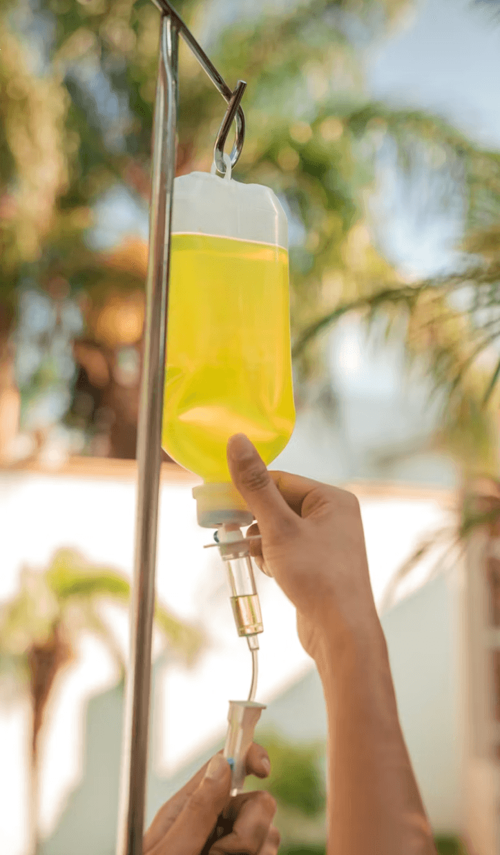 IV nutrient bag being prepared for corporate wellness event