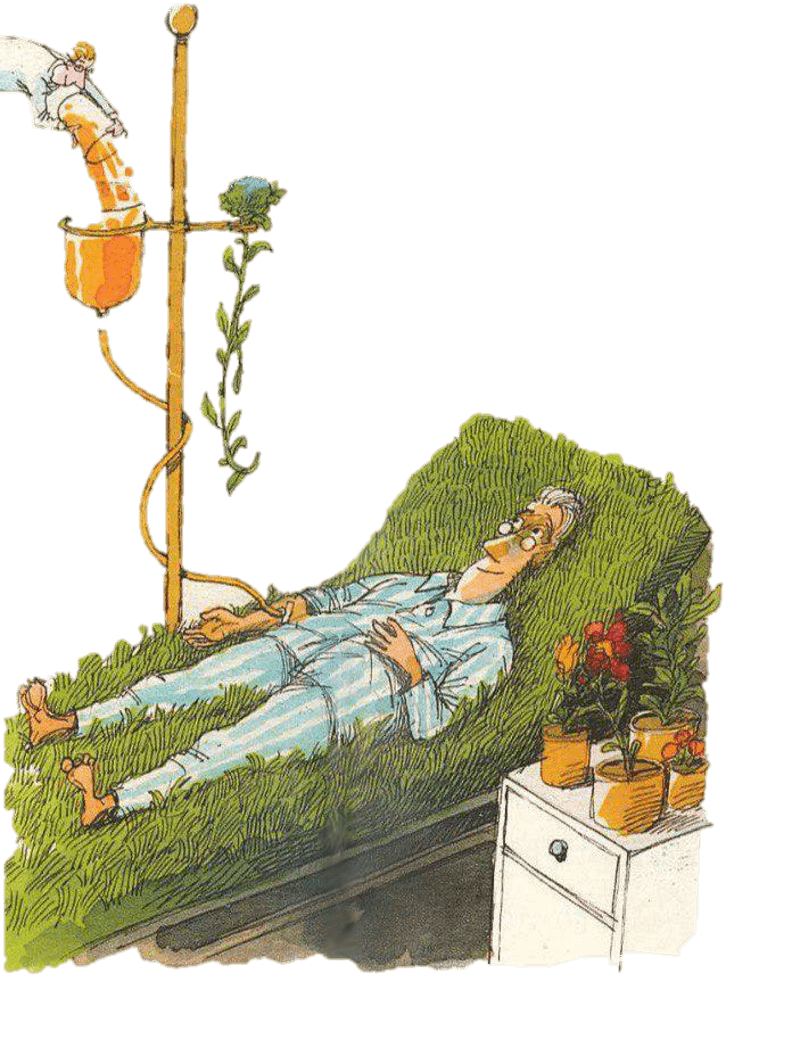 IV therapy bag and tubing illustration
